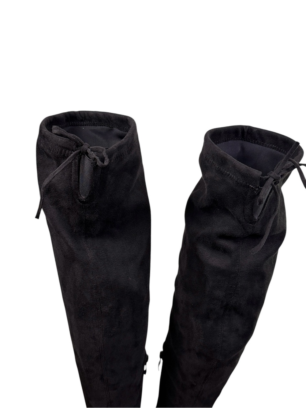 Top Moda Black Knee High Boots Size 6 Pointed Toe Block Heel Stretch - Picture 12 of 16